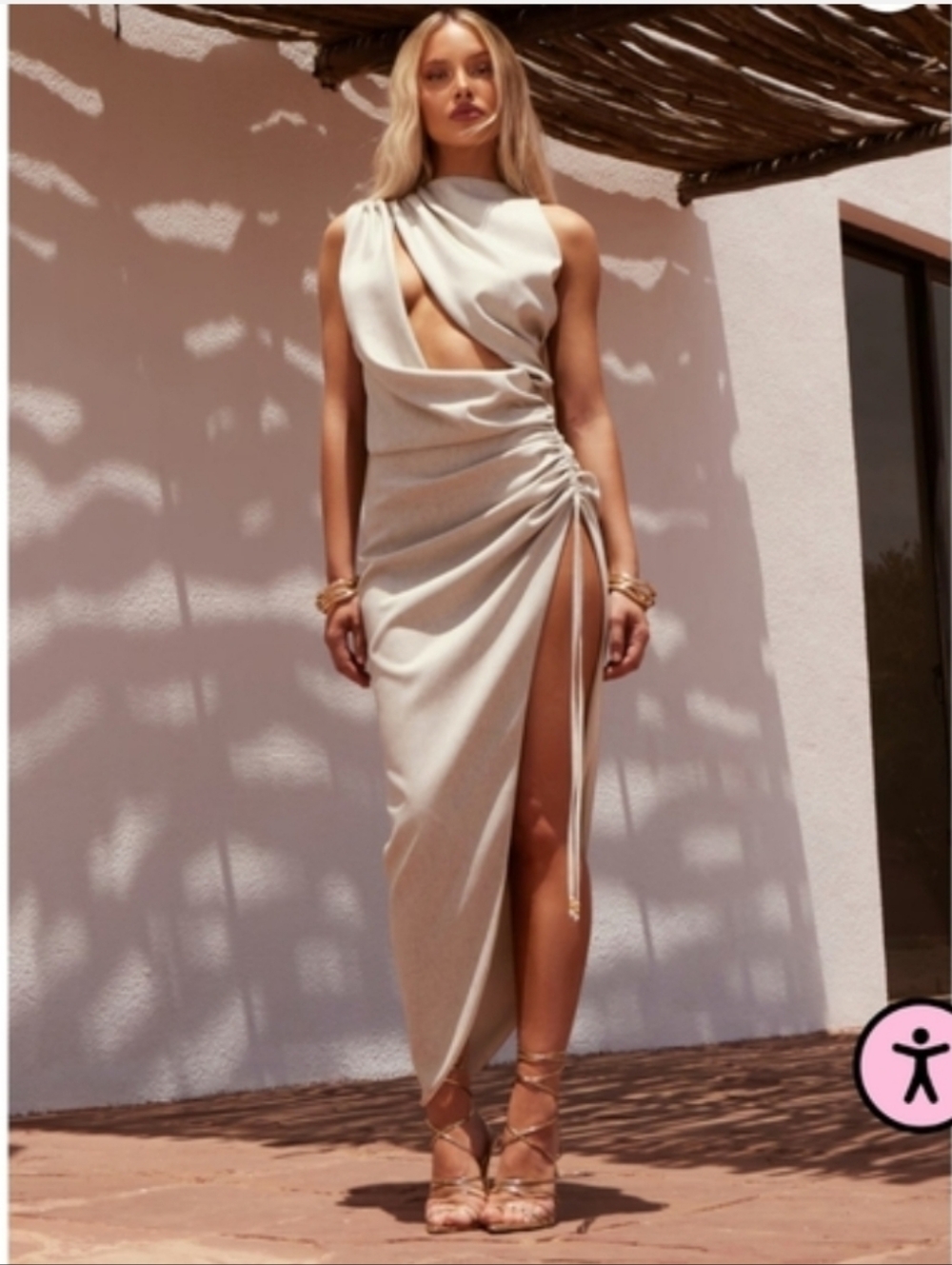 Linen cut out sexy maxi dress size 10 non-stretch